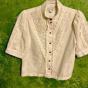 Topshop white short sleeve size 2 cropped top